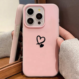 Coque de téléphone minimaliste au design cœur, compatible avec iPhone 17 Pro Max, protection intégrale pour iPhone 16 Pro, 14/15 - Product Image 4