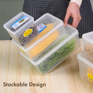 Food Grade PP Plastic Food <b>Storage</b> <b>Containers</b> With Lid <b>Stackable</b> Transparent Fridge Organizer Box Microwave & Freezer Safe - Product Image 1