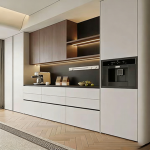 Meuble de rangement pour couverts sur mesure avec grand tiroir, <span class=keywords><strong>four</strong></span> vapeur intégré et armoire électrique, couleur contrastante - Product Image 3