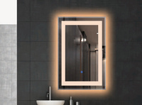 Frameless Rectangle Wall Mounted Backlit LED Bathroom Mirror Vertical Touch Switch Copper Free Silver Bath Vanity Mirror Hotel