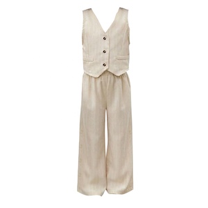 Ensemble élégant 2 pièces : Gilet sans manches et <span class=keywords><strong>pantalon</strong></span> large <span class=keywords><strong>pour</strong></span> adolescente et préadolescente, idéal <span class=keywords><strong>pour</strong></span> les occasions décontractées, formelles ou quotidiennes - Product Image 5