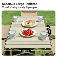 MOBI GARDEN Table pliante portable en fer et ensemble de six chaises Style design moderne pour le camping en plein air pique-nique barbecue
