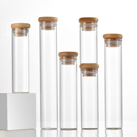 Botol teh bunga borosilikat tinggi, toples tabung kaca transparan Mini 5ml 10ml 20ml 30ml 50ml 100ml dengan tutup bambu