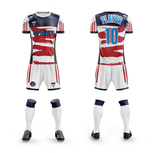 Setelan Jersey Sepak Bola Sublimasi Kustom 100% Poliester Cepat Kering Bernapas Logo Nama Nomor Tim Seragam Sepak Bola Kustom - Product Image 1