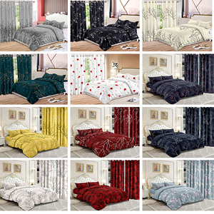 Thấp Moq Sợi Nhỏ Bộ Đồ Giường Bộ Với Nhiệt Cách Điện Rèm Cửa Sang Trọng Tấm Ga Giường Thiết Lập Với Phù Hợp Với Rèm Cửa Bán Sỉ - Product Image 2