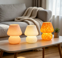 Lampe de table en verre à brancher, lampe vintage en forme de champignon, lampe de chevet pour chambre à coucher, lampe de nuit pour l'étude