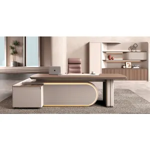 Modern Large Executive Table With Light Manager CEO Boss Luxury Office Furniture Home Office Desk L Shaped Desk