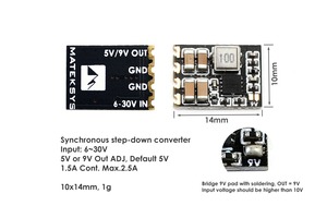 Module régulateur abaisseur de tension réglable Matek Miero BEC 6-30V 6S pour accessoires de drone, de 6-30V à 5V/9V, pour télécommande FPV - Product Image 5