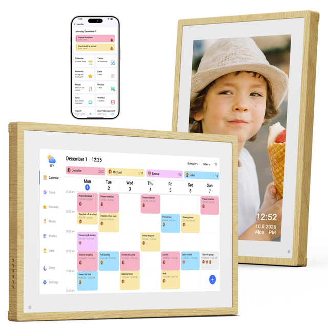 Digital Calendar Touch Screen Wall Mount 15.6 Inch Smart Family Electronic Organizer Planner WiFi Video Playback Clock MP4