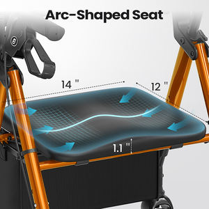 プレミアム4輪アップライトウォーカーアームレスト調整可能シートとブレーキ軽量モビリティエイド高齢者向け - Product Image 3