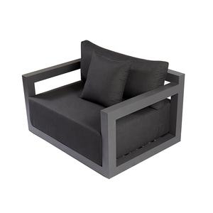 Lujo negro exterior Loveseat ajuste sofá muebles al aire libre jardín Patio aluminio seccional conversación sofá conjunto - Product Image 4