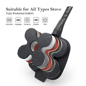 Sanlang BPA miễn phí bữa ăn sáng 4 chén <span class=keywords><strong>Pancake</strong></span> Frying <span class=keywords><strong>Pan</strong></span> đúc nhôm Omelette <span class=keywords><strong>Pan</strong></span> không dính trứng <span class=keywords><strong>Pan</strong></span> 4 lỗ với nắp - Product Image 4