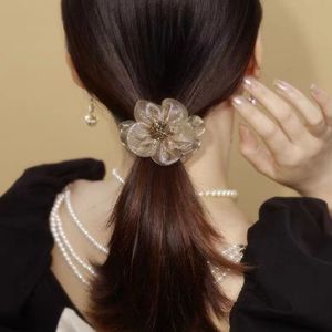 Accessoires de cheveux en cristal de kevlar de luxe léger, fleur, <span class=keywords><strong>queue</strong></span> de <span class=keywords><strong>cheval</strong></span>, accessoires de cheveux en maille exquis, brillant, anneaux de cheveux en forme de tournesol, boules - Product Image 2