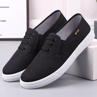 BAEWOON B05 Chaussures en toile noires style vieux Pékin avec semelle Oxford, décontractées, confortables, respirantes, à enfiler, pour homme