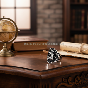 925 Sterling <b>Silver</b> Art Deco Ottoman Tugra Thumb <b>Ring</b> <b>for</b> <b>Men</b> Bar Setting Jewelry <b>for</b> Engagement Gift Party or Anniversary - Product Image 3