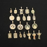 Pendentif religieux Vierge Marie en laiton plaqué or 14 carats, micro-pavé de zircon cubique, accessoire de mode hip-hop, vente en gros