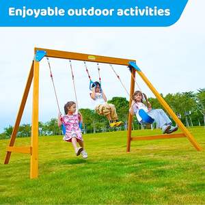 Columpio Infantil de Madera de Abeto Chino con 2 Columpios, Anillos de Trapecio y Parque Infantil para Niños de 5 Años - Product Image 2
