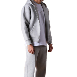 定制标志间隔连帽衫男士棉混纺拉链空白连帽衫基础水肺织物连帽衫，带前袋口袋 - Product Image 4