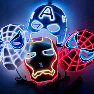 Máscaras LED para Fiestas, Nuevas Máscaras Luminosas de Héroes para Halloween, <span class=keywords><strong>Spiderman</strong></span> y Capitán América, Vengadores, <span class=keywords><strong>Flash</strong></span>, Hechas de Plástico (PC) - Product Image 2