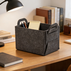 Panier de rangement en feutre pliable - Grands bacs de rangement pour placard avec poignée, organisateur de linge, paniers de rangement robustes pour étagères - Product Image 4