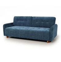 Canapé-lit pliant 2 places en tissu bleu marine avec pieds en bois pour salon, appartement, mobilier de maison