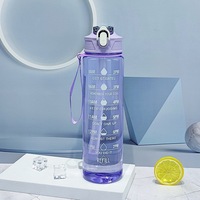 Nouvelle tasse de sport transparente avec paille, résistante aux hautes températures, poignée en PC, couvercle pop-up à une touche, cordon, couleur unie
