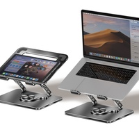 Support de refroidissement ergonomique pour ordinateur portable avec logo personnalisé, accessoire informatique en métal, rotation à 360 degrés, support réglable pour ordinateur portable