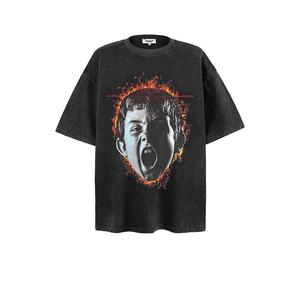 2024 <b>Trendy</b> Men's 250gsm Heavyweight Vintage Washed Cotton <b>T</b>-<b>Shirt</b> Loose Fit Distressed Tee - Product Image 2