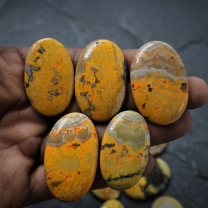 Wholesale Natural Bumblebee Jasper Cabochon Loose Gemstones Flatback for Jewelry Making Macrame Pendant MAHNAJGEMS - Product Image 1