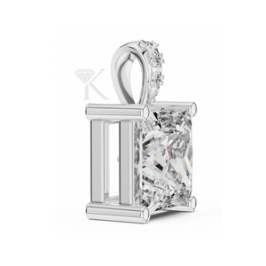 Colgante de Diamante Natural Corte Princesa Flotante Estructural, Chapado en Plata, Lujo, Certificado IGI, Elegante y Fino - Product Image 4