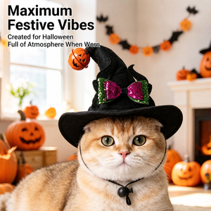 Chapeau de sorcier d'Halloween pour animaux de compagnie (chats et chiens) autoportant avec coins arrondis, fabriqué en Chine - Product Image 2