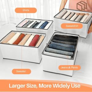 PVC Double Tier Foldable Checkered Modern Clothing & <b>Bedding</b> Organizer Storage <b>Box</b> Washable for Denim T-shirts Closet Partition - Product Image 3