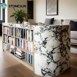 StoneSun moderno Natural Calacatta <span class=keywords><strong>Viola</strong></span> mármol piedra rectángulo consola Calacatta <span class=keywords><strong>Viola</strong></span> mármol para sala de estar interior - Product Image 6