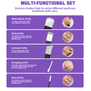 Kit d'outils de pédicure professionnel en acier inoxydable, ensemble de couteaux pour ongles incarnés, exfoliant pour callosités, éliminateur de peaux mortes, grattoir pour pieds - Product Image 3