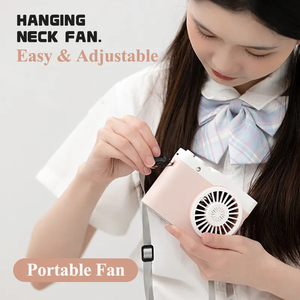 Mini Camera <b>Fans</b> Portable Air Cooling <b>Fan</b> 3 Speed 1800mAh Battery Rechargeable Neck Hanging Cute <b>Fan</b> Handheld <b>for</b> Household - Product Image 3