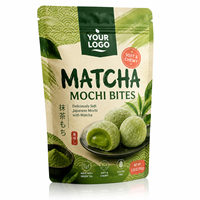 Sachet Mylar personnalisé imprimé en héliogravure, qualité alimentaire, pour Mochi Bites au Matcha, pochette à fermeture éclair verticale 3,5g pour l'emballage de snacks moelleux