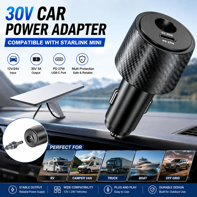 DC To 30V Car Power Adapter Charger Compatible With Starlink Mini Vehicle Power Cable For RV Camper Van Marine Off Grid