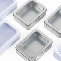 Boîte en métal rectangulaire personnalisable pour gâteaux, biscuits, tiramisu et mousses, avec couvercle transparent et fenêtre