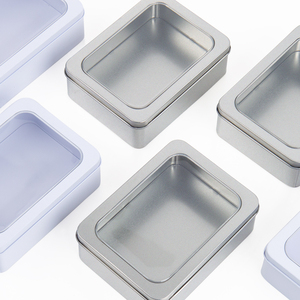 Boîte <span class=keywords><strong>en</strong></span> métal rectangulaire personnalisable <span class=keywords><strong>pour</strong></span> gâteaux, biscuits, tiramisu et mousses, avec couvercle transparent et fenêtre - Product Image 2