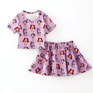 Set <span class=keywords><strong>di</strong></span> abiti a maniche corte da ragazza con stampa <span class=keywords><strong>di</strong></span> cartoni animati personalizzati Set <span class=keywords><strong>di</strong></span> <span class=keywords><strong>abbigliamento</strong></span> con stampa <span class=keywords><strong>di</strong></span> personaggi cinematografici per ragazze personalizzabili - Product Image 3