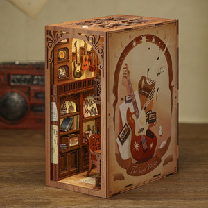 CuteBee Secret Melody DIY Wooden <b>Book</b> Stand Home Miniature House Toy With Touch <b>Switch</b> And Dust Cover For Teens - Product Image 2
