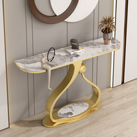 Table console moderne de luxe en pierre et métal pour hôtels et salles à manger, décoration durable pour entrée de salon