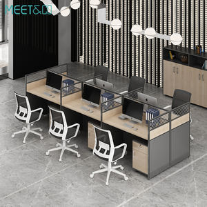 원목 사무실 큐비클 워크스테이션 책상 모던 디자인 <span class=keywords><strong>4</strong></span>-6인용 모듈형 워크스테이션 확장 가능한 칸막이 포함 - Product Image 6