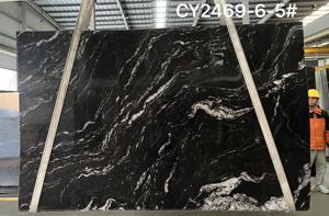 Granit Hitam Kosmik |   Tekstur Urat Batu Hitam-Emas Mengalir, Batu Dekorasi Mewah untuk Dinding/Lantai/Meja/Tangga - Product Image 5