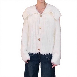 Parka de punto ajustada para mujer, con cuello mandarín, forro de lana de cordero, abrigo corto cálido de invierno JT3313 - Product Image 3