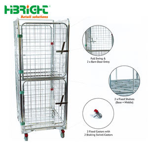 Supermarket Wire Mesh <b>Trolley</b> Metal Milk Transport Roll Container - Product Image 3
