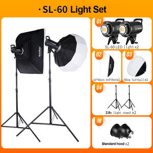 Kits d'éclairage Softbox 60x90CM Système d'éclairage professionnel <span class=keywords><strong>Godox</strong></span> <span class=keywords><strong>SL</strong></span>-<span class=keywords><strong>60W</strong></span> Ensemble d'éclairage vidéo continu LED pour diffusion en direct - Product Image 3