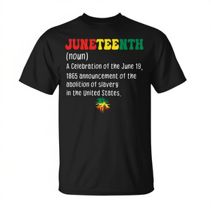 Camiseta Juneteenth Definition negra de manga corta con cuello redondo para hombre, ropa para celebrar la libertad - Product Image 1