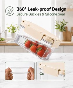 Fruit Lunch Box Ice Fork Microwavable Sealable Compartment for <b>Refrigerator</b> Storage for Camping Outdoor Food Carrying - Product Image 2