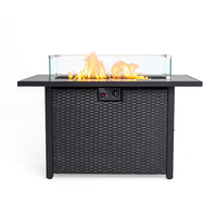 Table de foyer extérieur en acier Corten de 44 pouces, au propane, avec pare-vent en verre, chauffage de terrasse 50000 BTU, écologique, livraison gratuite aux États-Unis